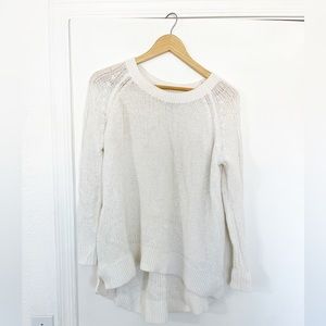 High low white knit sweater